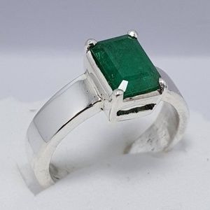 Beautiful Dark Green Swat Emerald Cut Emerald Ring